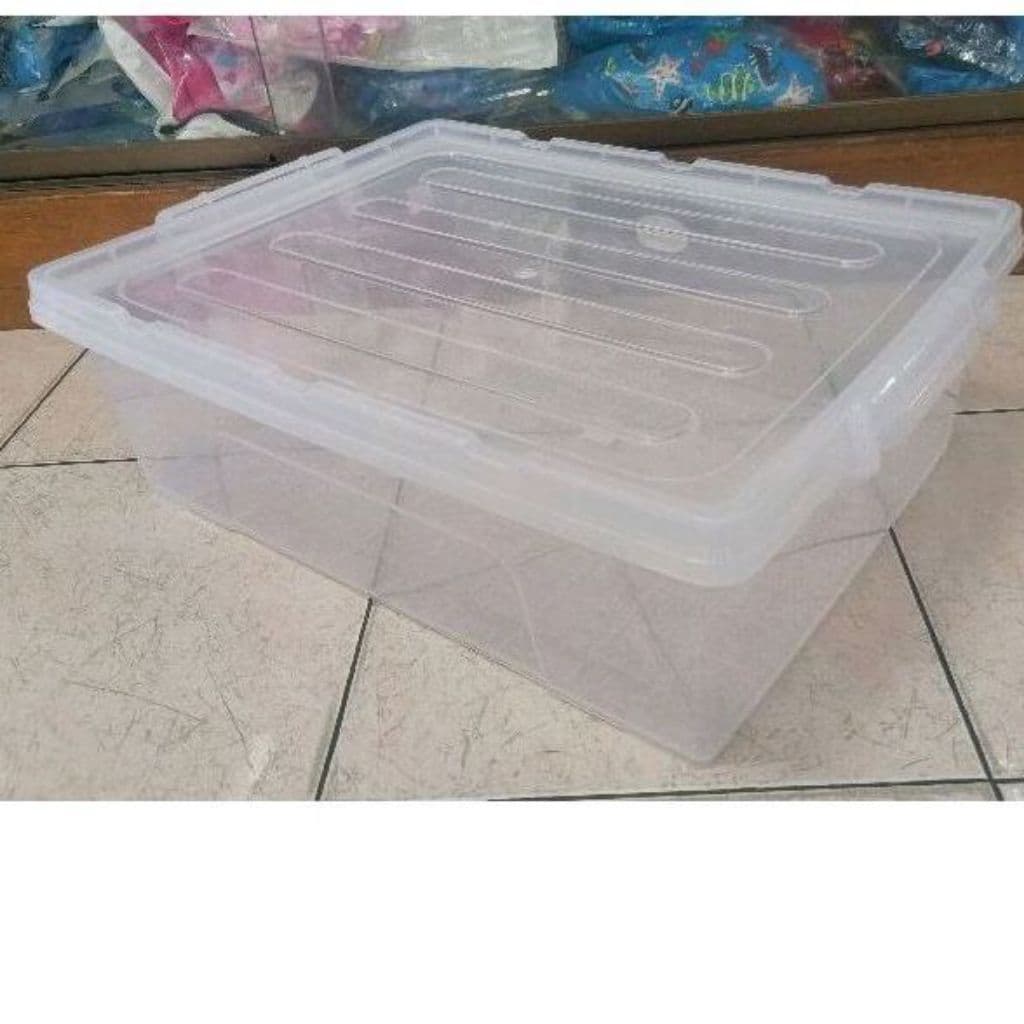 กล่องพลาสติกใสมีฝาล็อคทรงเตี้ยขนาด กว้าง 36 ซม. ยาว 50 ซม. สูง 16 ซม. ใส่เอกสาร A4 ได้ รูปที่ 4
