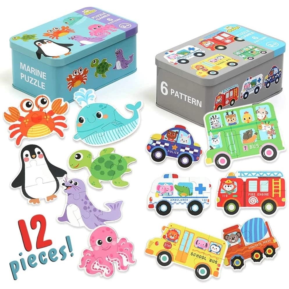 JoyToys จิ๊กซอว์ไม้ เสริมพัฒนาการ 6in1 / 24แบบ ชิ้นใหญ่ ปลอดภัย 3D สัตว์ รูปทรง กล่องเหล็ก ของเล่นเด็ก 3-6ขวบ รูปที่ 2