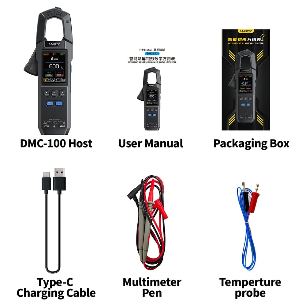 Fnirsi แคลมป์มิเตอร์ปัจจุบัน, DC/AC เครื่องมือช่างไฟฟ้า มัลติมิเตอร์แบบดิจิตอล, ชาร์จ USB 10000 นับ Digital Clamp Meter รูปที่ 9