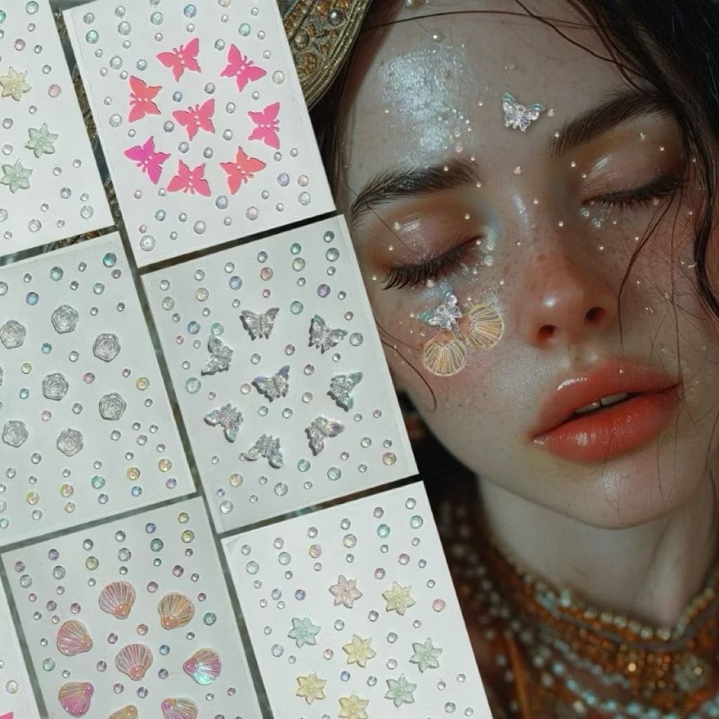 เพชรติดหน้า ติดผม sticker มีกาวในตัว Eye sticker กาว รูปที่ 2