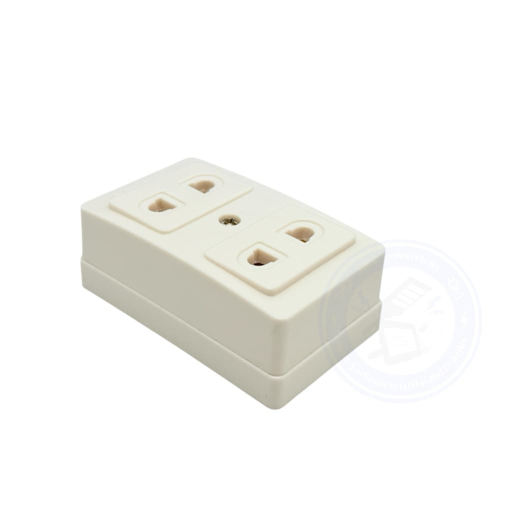 NATIONINE - เต้ารับไฟฟ้าคู่ เสียบขากลมแบน ติดลอย เต้ารับเนชั่นไนท์ 2 ที่ รุ่น WKG1092-250 ยกกล่อง 12ตัว. รูปที่ 3