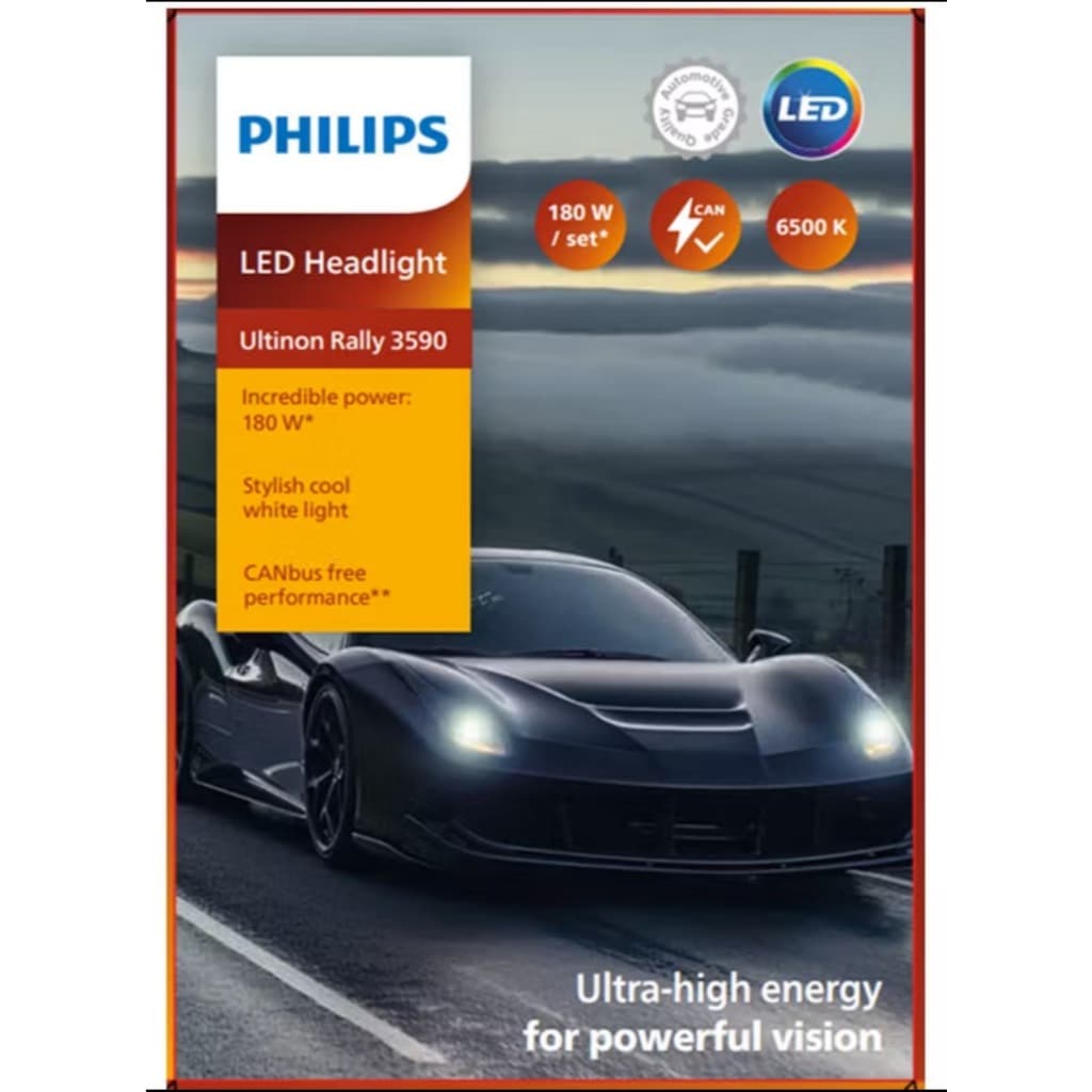 Philips LED หลอดไฟหน้ารถ Ultinon Rally 3590 แถม T10 LED ของร้าน H4 H7 H11 H8 H16 HB3 HB4 H19 HIR2 H1 12V 180W 6500K รูปที่ 6