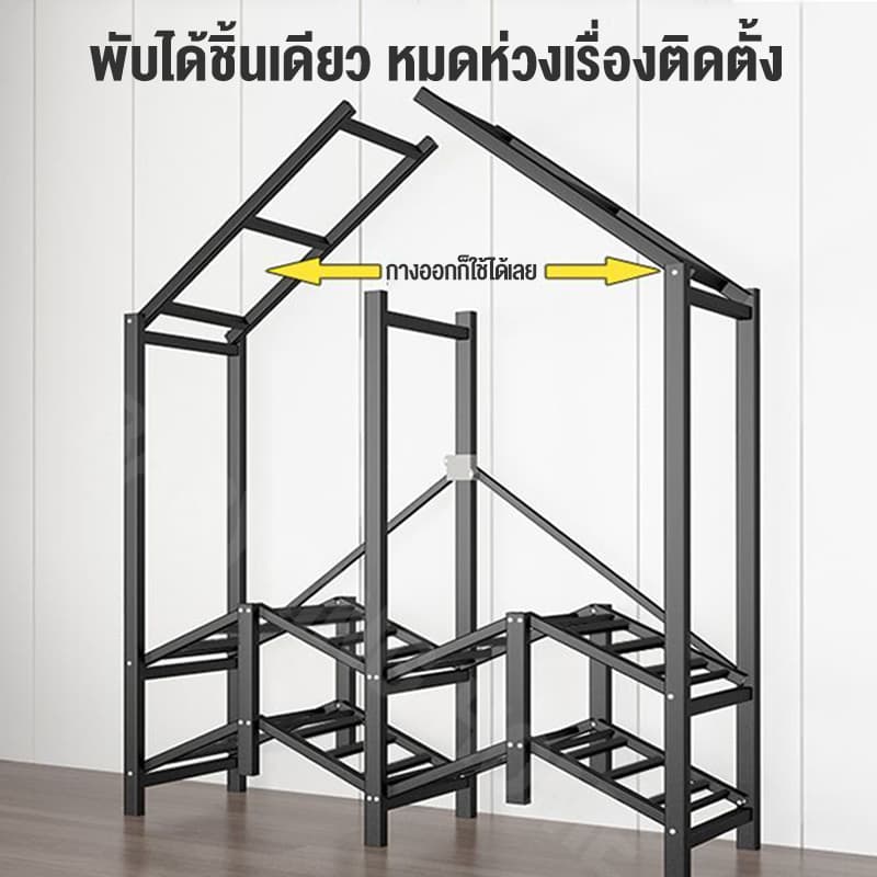 30MM ตู้เสื้อผ้า ไม่ต้องประกอบ ตู้ผ้า 215CM wardrobe ความจุสูง m ตู้เสื้อผ้าเหล็ก รับน้ำหนักได้ 1000 กิโลกรัม รูปที่ 5