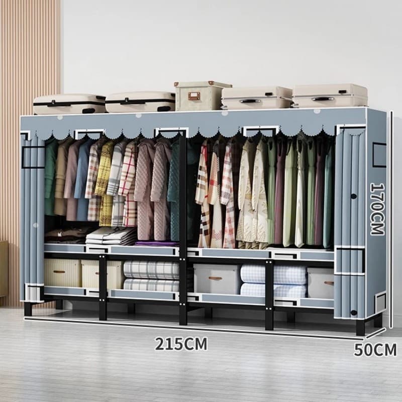 30MM ตู้เสื้อผ้า ไม่ต้องประกอบ ตู้ผ้า 215CM wardrobe ความจุสูง m ตู้เสื้อผ้าเหล็ก รับน้ำหนักได้ 1000 กิโลกรัม รูปที่ 9