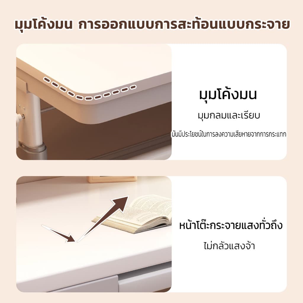 Planwith โต๊ะเขียนหนังสือเด็ก โต๊ะทำการบ้าน โต๊ะเรียน ปรับความสูงได้ ชุดโต๊ะเก้าอี้ รูปที่ 7