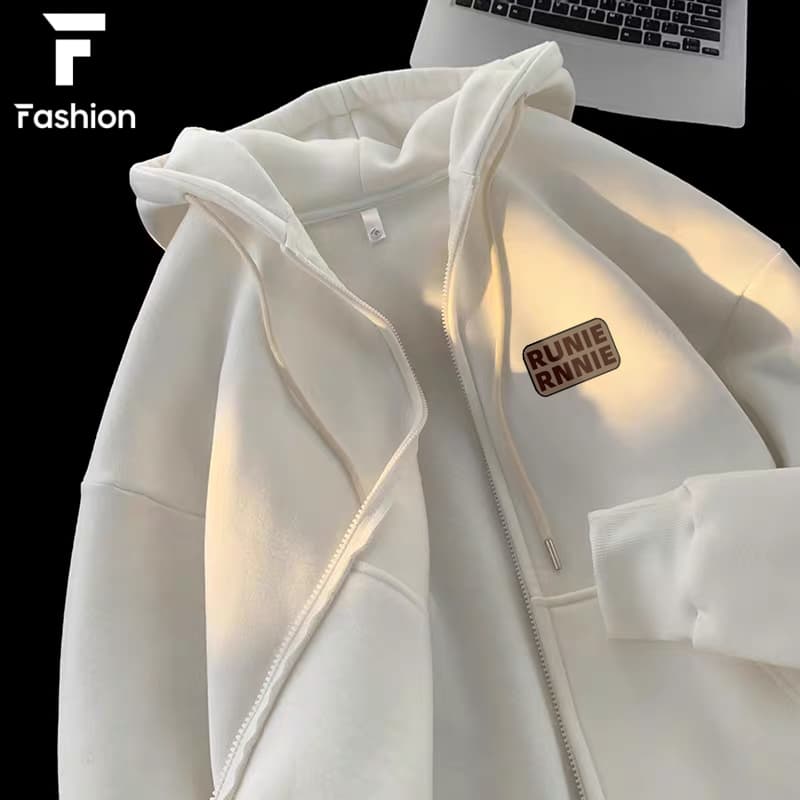 เสื้อสเวตเตอร์แจ็คเก็ตมีฮู้ด unisex ใส่คู่กับแฟนได้ เนื้อผ้านุ่ม ใส่สบาย รูปที่ 7