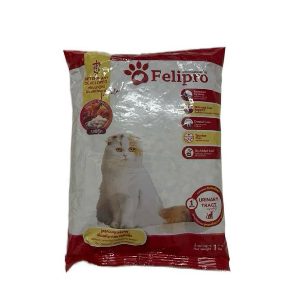 Felipro เฟลิโปรสีแดงอาหารแมว สูตรลดโอกาสการเกิดนิ่ว รสซีฟู้ด 1 กิโล เเบบ1 ถุง รูปที่ 2