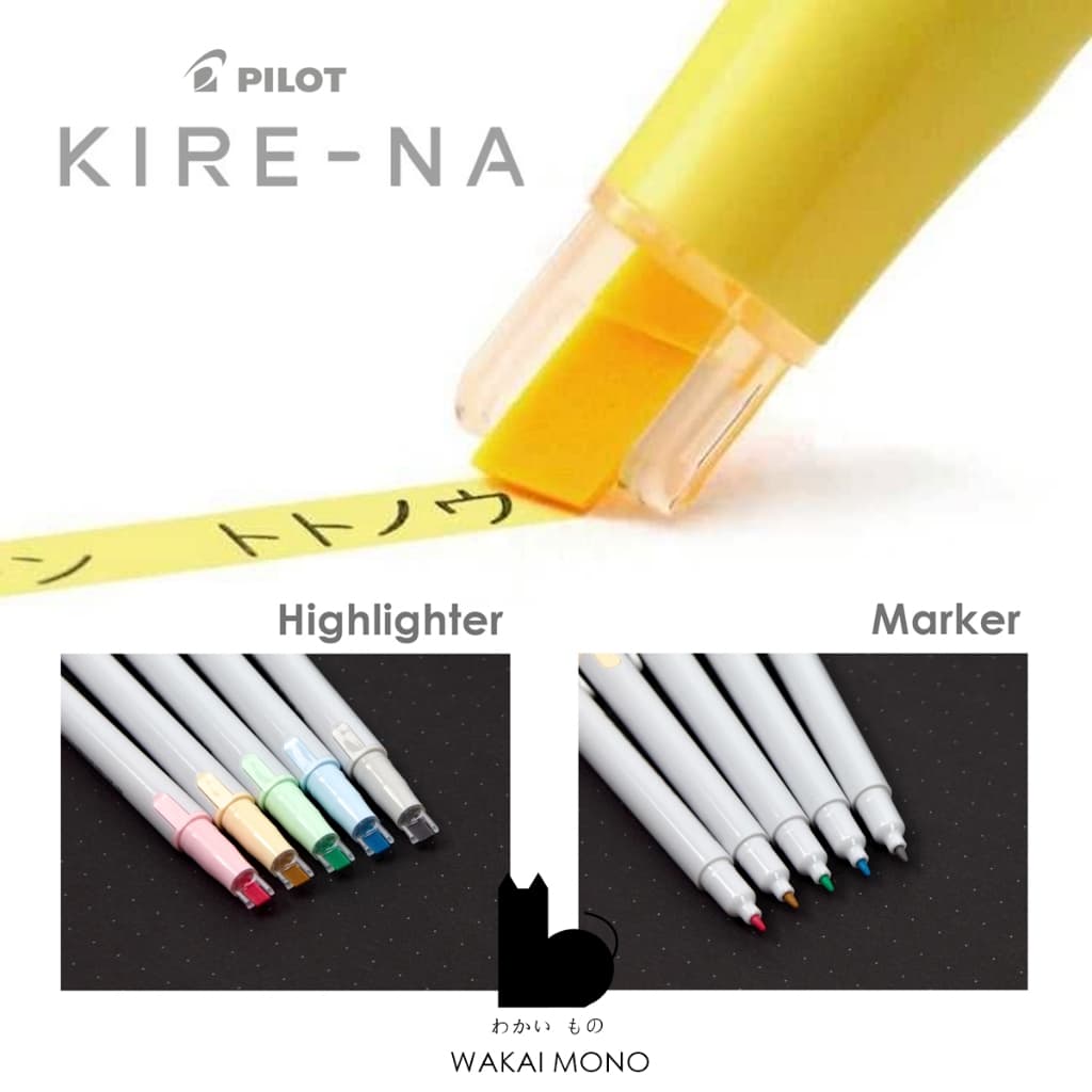 ปากกา 2หัว ไฮไลท์ + เมจิก PILOT KIRE-NA Highlighter แบบแยกแท่ง / แพ็ค5สี รูปที่ 2