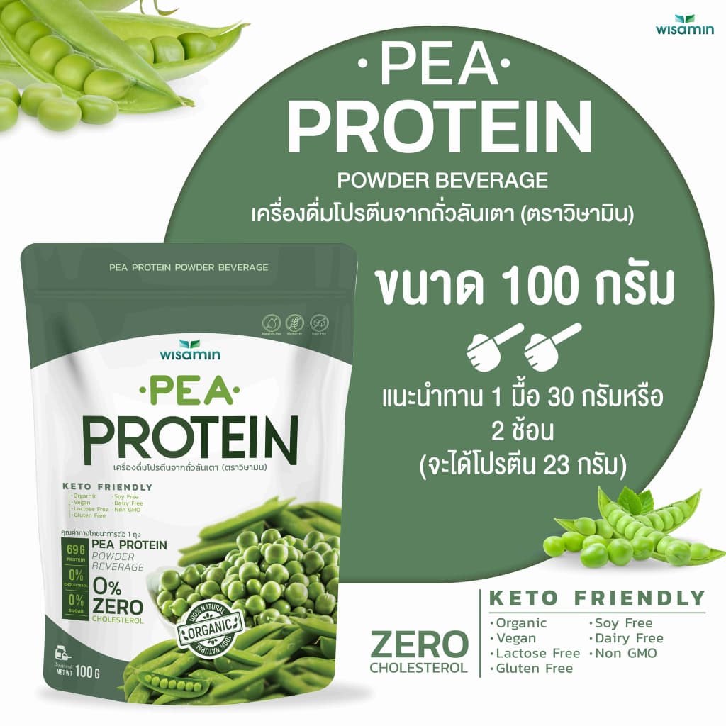 Pea Protein isolate พีโปรตีน ไอโซเลท โปรตีนจากถั่วลันเตา 100% ออแกรนิค ปลอด GMO จำนวน 1 ถุง ปริมาณ 100 กรัม รูปที่ 5