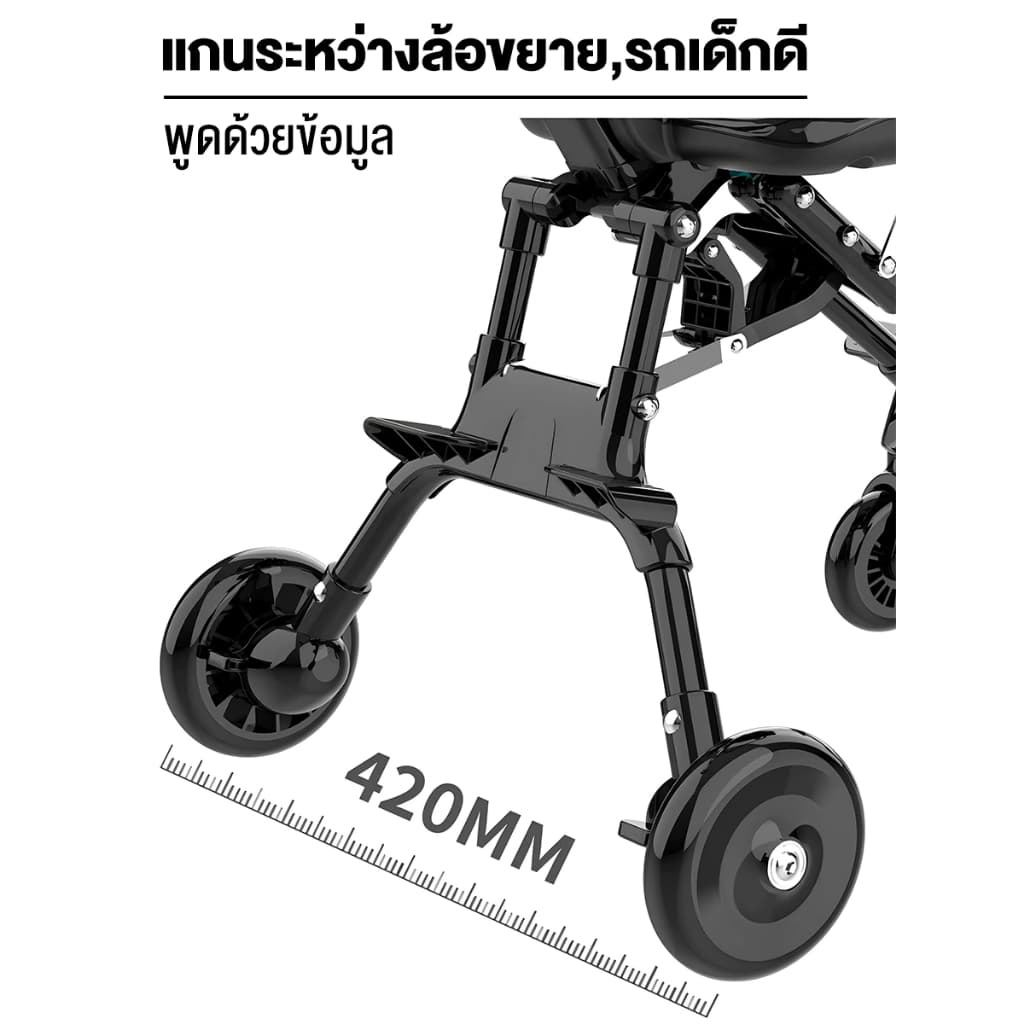 รถเข็นเด็ก 4 ล้อหมุน360° พับได้ น้ำหนักเบา จัดเก็บง่าย ใช้ได้ทุกวัย เหมาะใช้เดินเล่น ช้อปปิ้ง รูปที่ 4