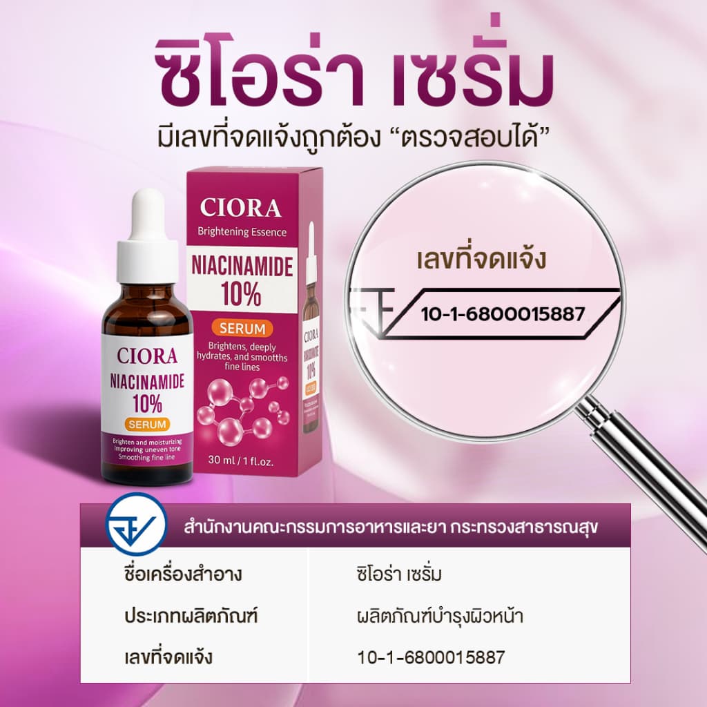 ซิโอร่า เซรั่ม 10 ขวด - CIORA SERUM Niacinamide10% - รูปที่ 2