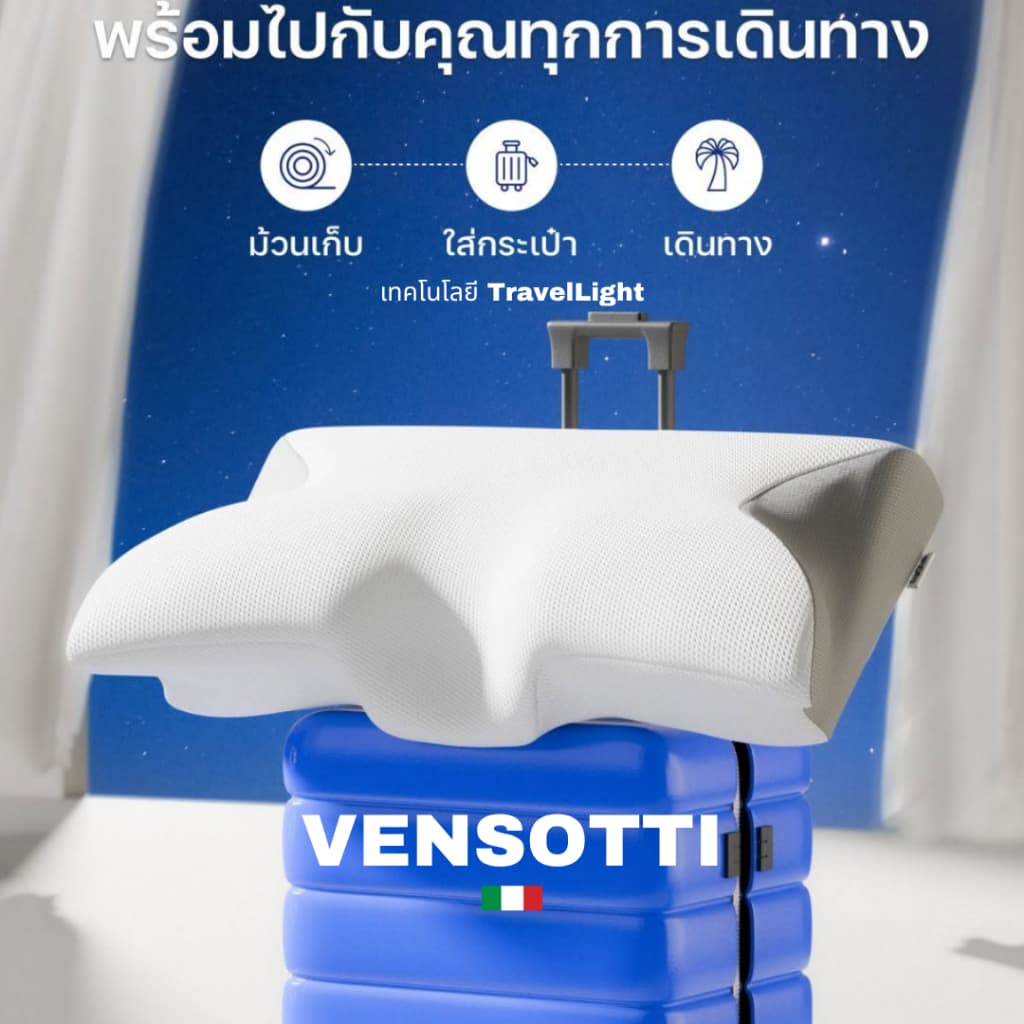 หมอน VENSOTTI หมอนเพื่อสุขภาพ Ergonomic Deep Sleep หมอนรองคอมด Neck Pillow พกนอนหลับลึกได้ทุกสถา -ทดลองใช้ฟรี 90 วัน รูปที่ 3