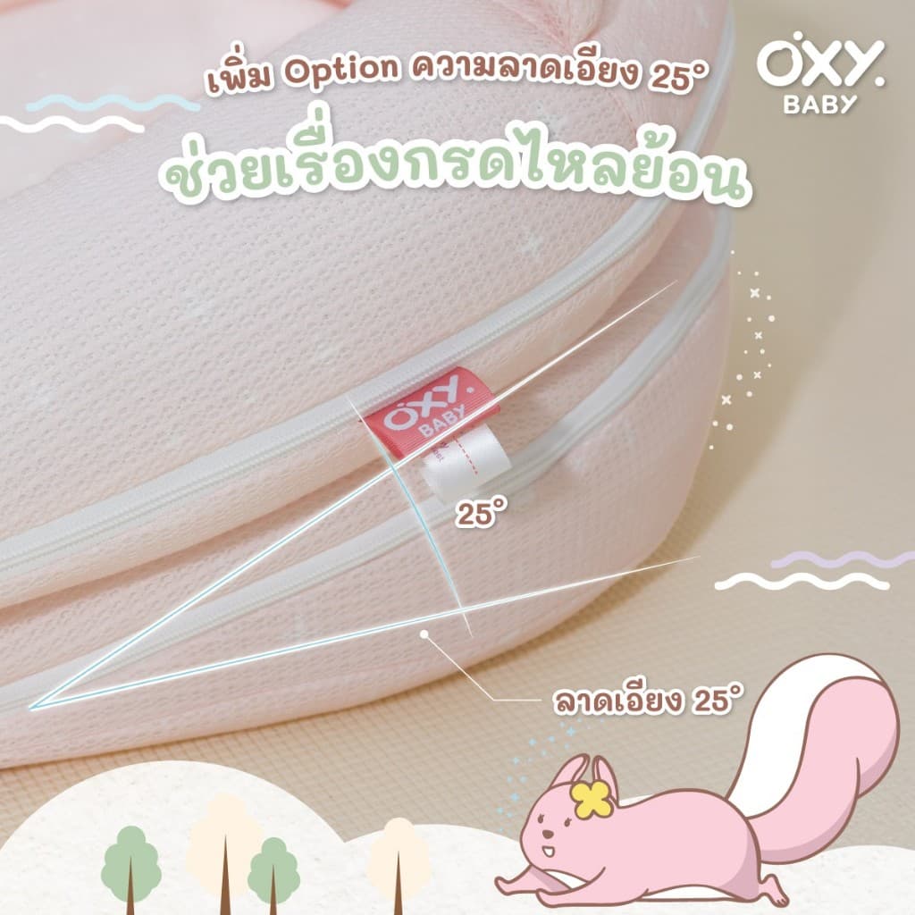 OXY Baby Joyful Nest Slope Plus+ ที่นอนรังนกหายใจผ่านได้ มาตรฐานยุโรปพร้อมโมบาย มุ้ง หมอนกันกรดไหลย้อน รูปที่ 2