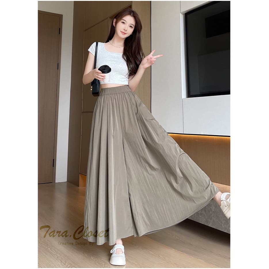 COM523 TARA Pants กางเกงกระโปรง เอวยางยืด มีกระเป๋าข้าง เนื้อผ้าครัช ผ้าดี ไม่ต้องรีด ใส่สบาย ระบายอากาศได้ดี รูปที่ 2