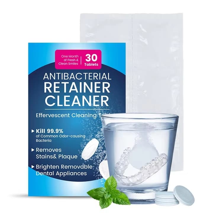 HelloSmile retainer cleaner เม็ดฟู่ ทำความสะอาด รีเทนเนอร์ แช่ฟันปลอม เม็ดฟู่รีเทนเนอร์ จัดฟัน ขจัดคราบ รูปที่ 3