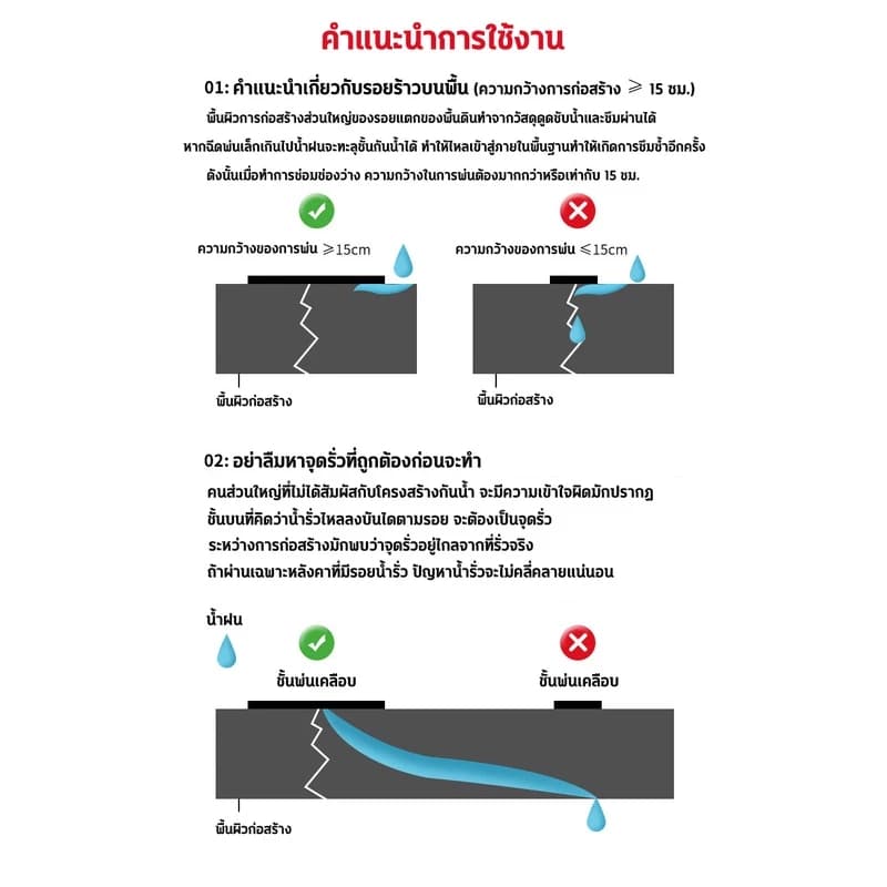 กันน้ำ 100 ปีไม่รั่ว สเปรย์กันซึม 2250ml สเปรย์อุดรอยรั่ว สเปรย์อุดรั่ว มี4สี การแตกร้าวทุกชนิด รูปที่ 8