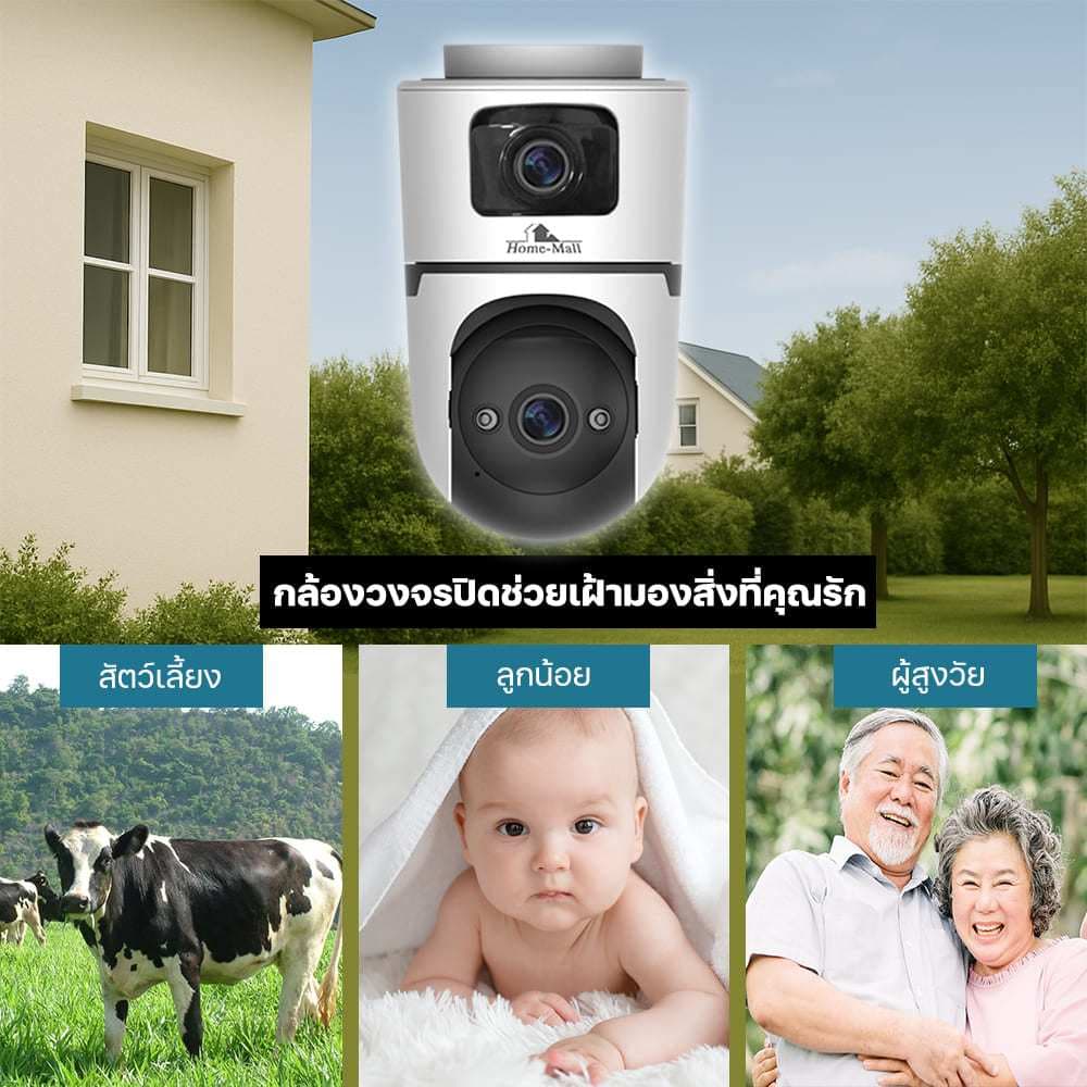 Junanvision แพ็คคู่ กล้องวงจรปิด2เลนส์ ชัด4Kรุ่น 4K-X7 สีขาวดำ แอปICAM365 รองรับการสื่อสาร 2จอ IP66 รูปที่ 8