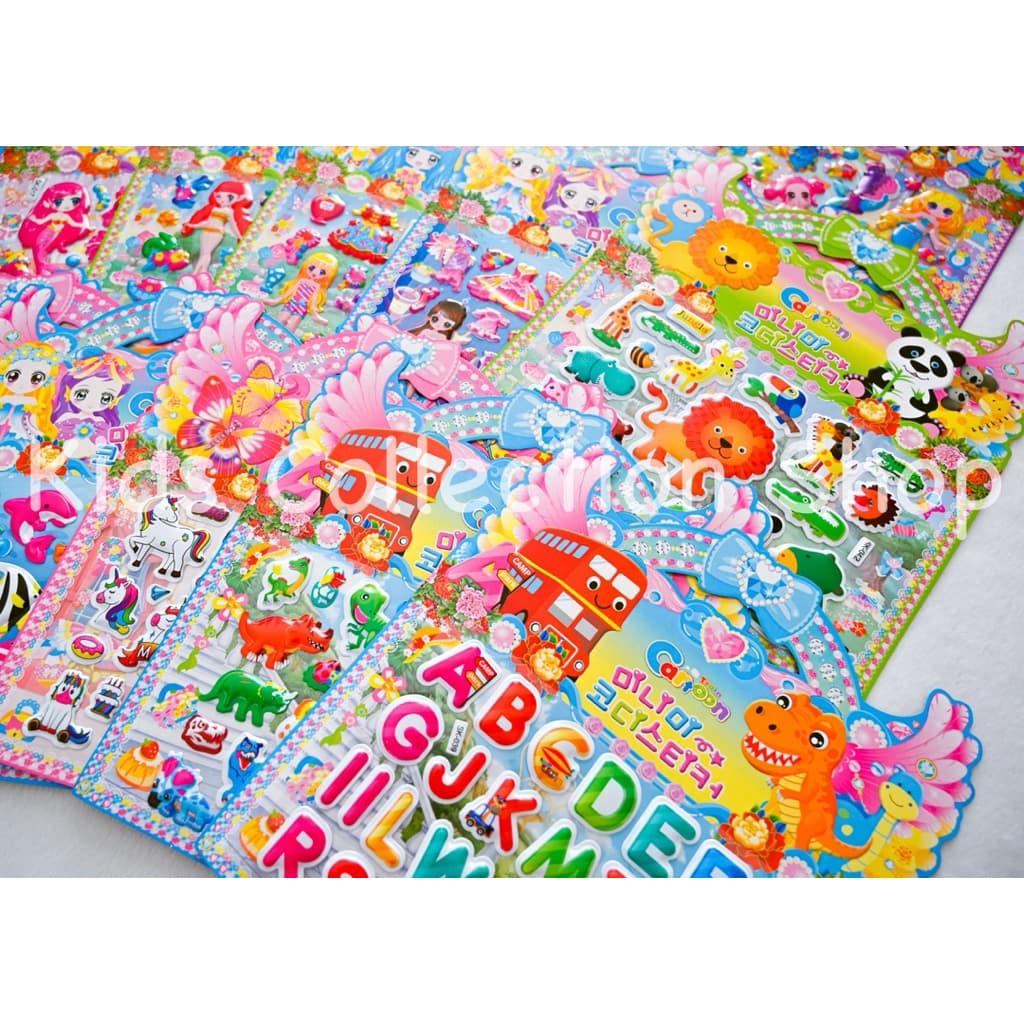 สติ๊กเกอร์ตัวนูนลายการ์ตูน แผ่นใหญ่ 20x24 cm ด้านหลังระบายสีได้ สติ๊กเกอร์การ์ตูน ของเล่นเสริมพัฒนาการ รูปที่ 5