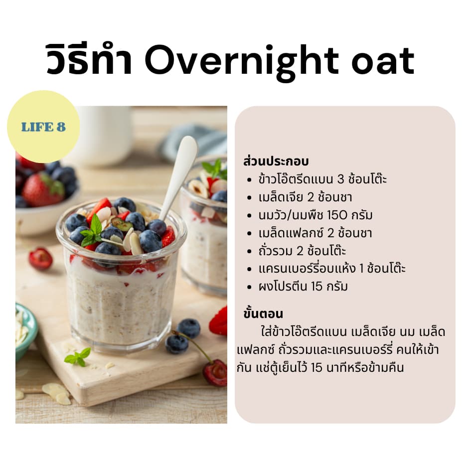 LIFE 8 ข้าวโอ๊ตรีดแบน มี อย. เกรดพรีเมียม Rolled Oat 1 kg. โอ๊ตรีดแบน รูปที่ 4