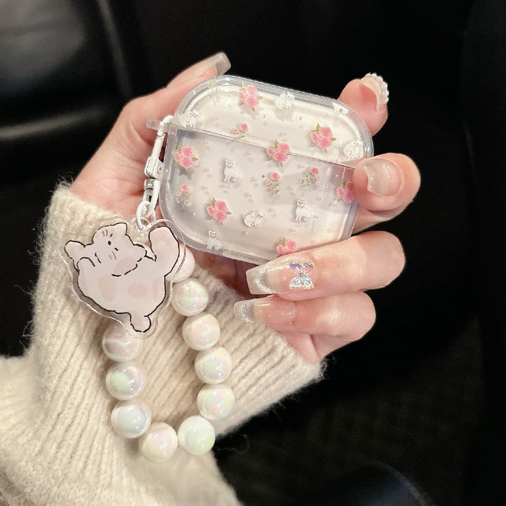 เคสหูฟังAirpods 4 ลาย เเมวดอกไม้ เคสสำหรับ Airpods 1/2 pro pro2 gen gen2 gen3 Airpods3 Airpods4 รูปที่ 8