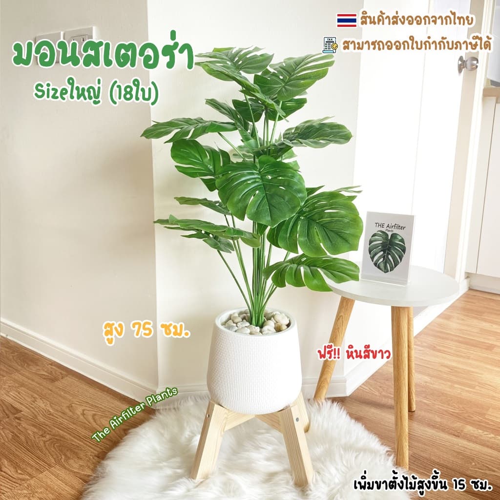 ต้นไม้ปลอมSizeใหญ่ พร้อมกระถาง ต้นมอนสเตอร่าสูง75-90ซม. ตั้งบริเวณบ้าน ข้างโซฟา ตั้งหน้าTV ต้นไม้มงคล รูปที่ 1