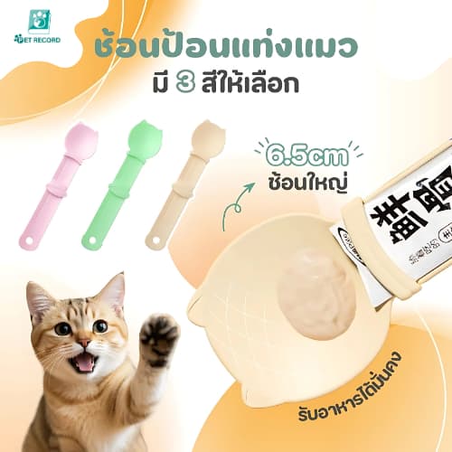 Pet Record ช้อนป้อนขนมแมวเลีย ช้อนป้อน ขนมแมวเลีย ไม่เลอะมือ ช้อนป้อนอาหาร ขนมแมว ที่ป้อนขนมแมวเลีย รูปที่ 2