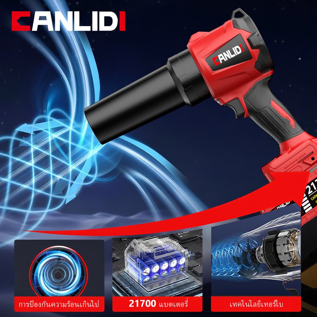 CANLIDI CIBL-300-S เครื่องเป่าลมไร้สาย เครื่องเป๋าลมแรงดันสูง เครื่องเป่าลมไฟฟ้าไร้สายแบบพกพา พัดลมเทอร์โบเจ็ท รูปที่ 6