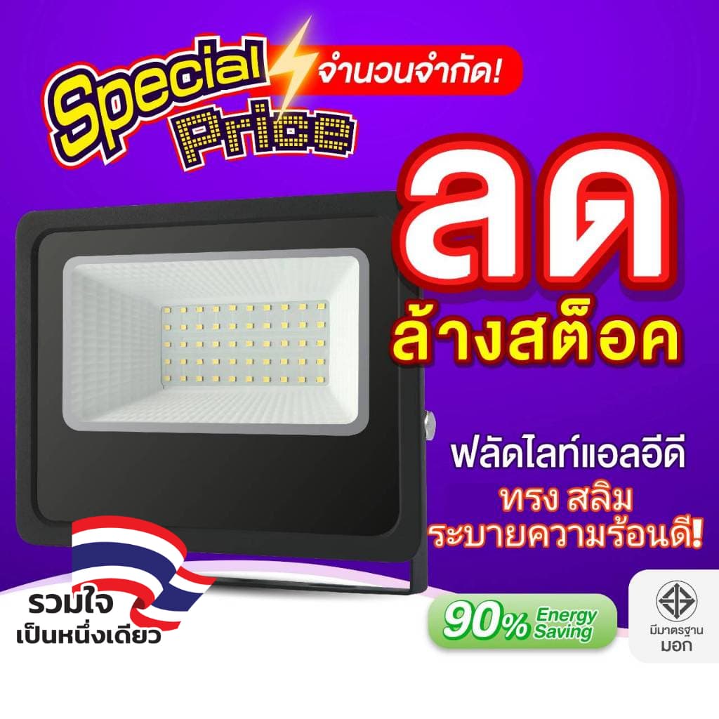 EVE โคมฟลัดไลท์ แอลอีดี LED ทรง สลิม แบบบาง ขนาด 10 ถึง 100 วัตต์ รูปที่ 1