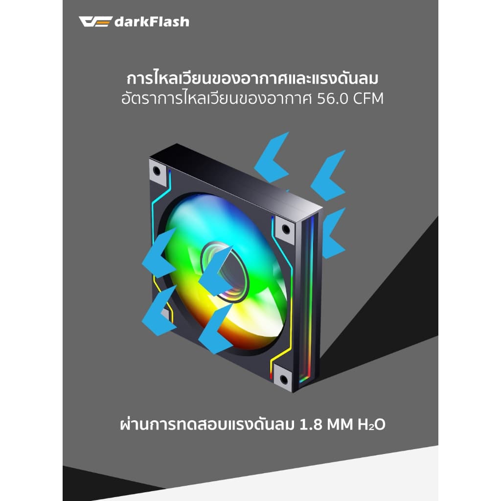 พัดลมระบายความร้อน DarkFlash DM20 12CM ARGB Cooling Fan รับประกัน 1 ปี รูปที่ 6