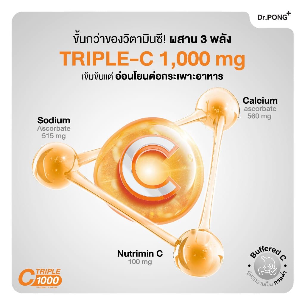 Dr.PONG เซตบูสต์ผิวใส สุขภาพดี Triple C + Gluta 250 รูปที่ 3