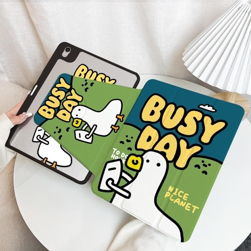 จัดส่งทันทีเคสไอแพด การหมุน360องศา Duck Gen12/11 Pro13 Air7/6 11 Gen9 การ์ตูนน่ารัก เคสiPad Gen6/5 รูปที่ 1