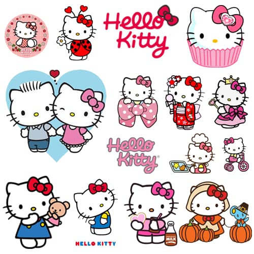 ตัวรีดติดเสื้อ Hello kitty set.2 ขนาด 10 CM แผ่นฟิมล์รีดร้อน อาร์มติดเสื้อ DIY คิตตี้ รูปที่ 1