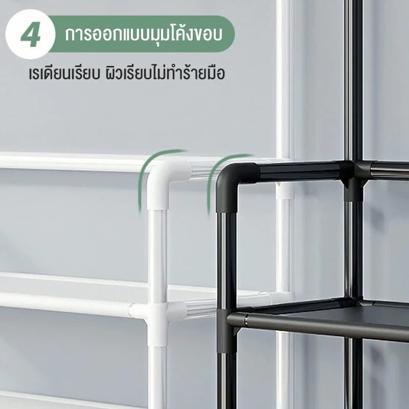 ชั้นรองเท้า 2IN1 ขั้นวางรองเท้า 4/5ชั้น ราวแขวนเสื้อ ชั้นวางของ แขวนเสื้อผ้า กระเป๋า หมวก อเนกประสงค์ สำหรับทางเข้า รูปที่ 7