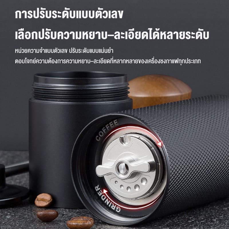 LENODI Coffee grinder ทีบดกาแฟ เครื่องบดเมล็ดกาแฟ แบบมือ แบบพกพา เครื่องต้มกาแฟในครัวเรือน แกนบดสแตนเลสซีเอ็นซี รูปที่ 7