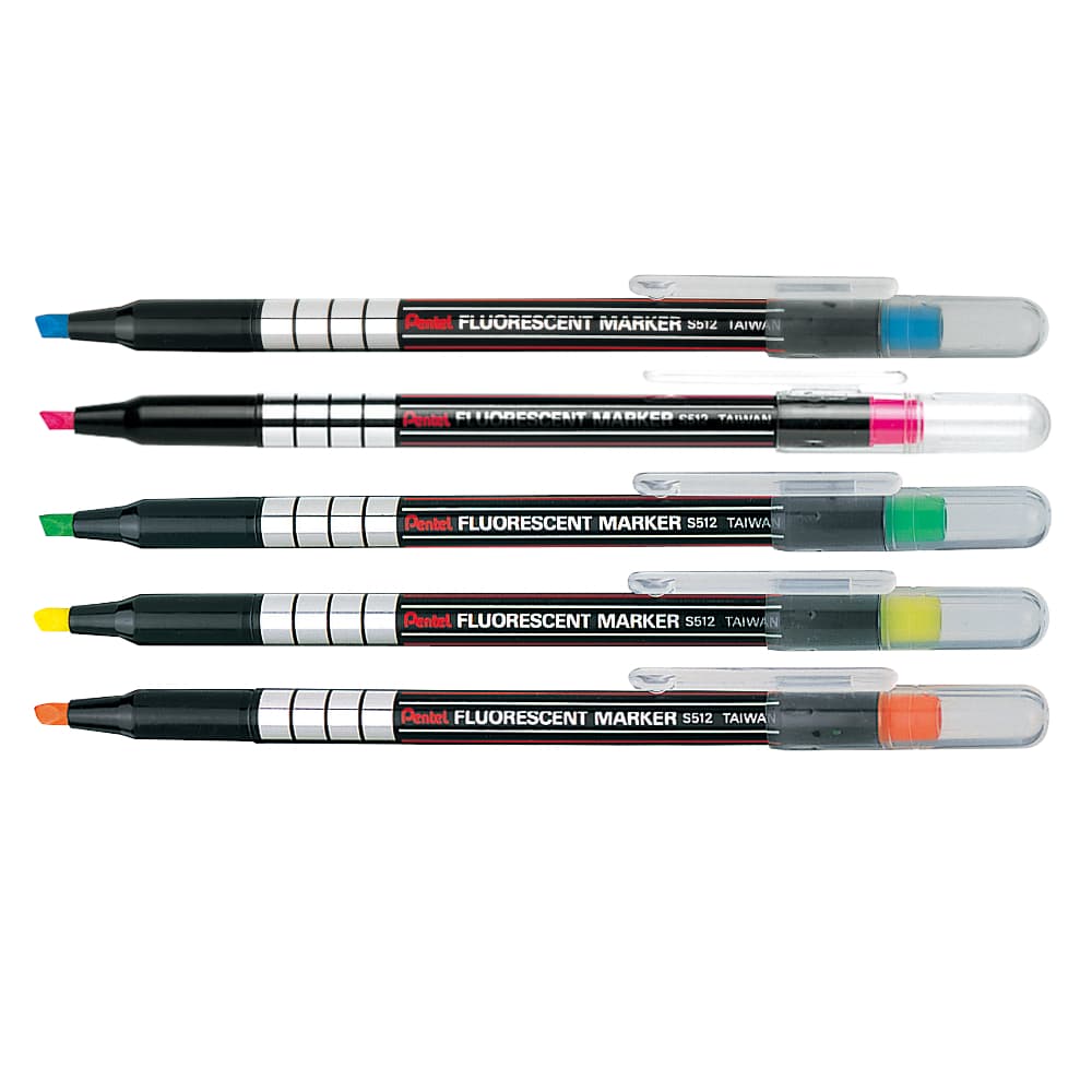 Pentel S512 ปากกาไฮไลท์ แบบหัวตัด แบบ บรรจุ 3 ด้าม และ บรรจุ 5 ด้าม ขนาดเส้น 1.0 มม - 3.5 มม รูปที่ 3