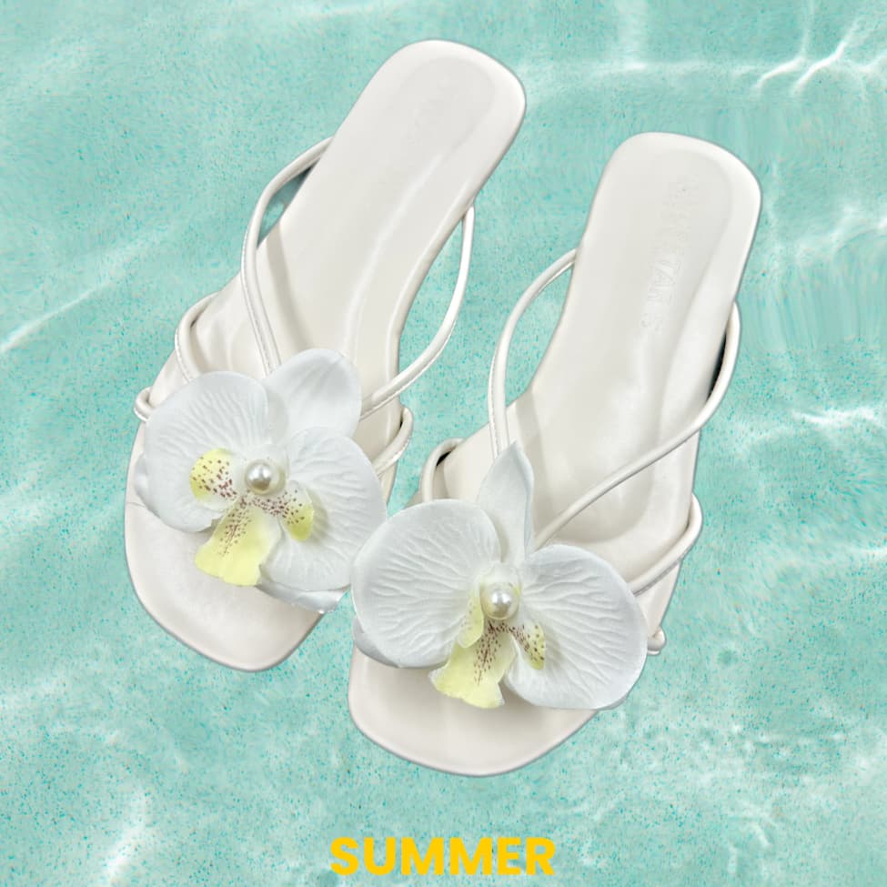 SUMMERรองเท้าแตะหนีบสวมหนังนิ่มงานแฮนเม้ดคนไทย รองเท้าแตะดอกไม้ รองเท้าแตะดอกกล้วยไม้ รองรับส่งด่วน เก็บเงินปลายทาง รูปที่ 6
