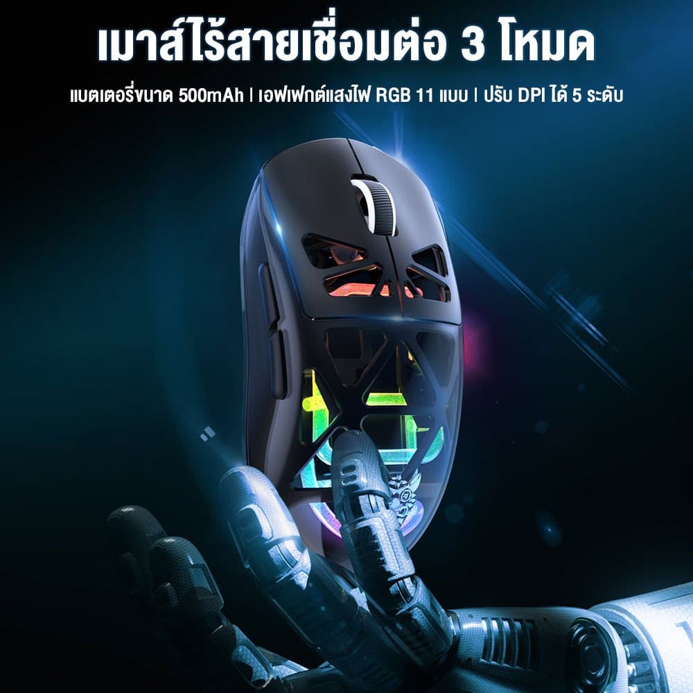 Onikuma Chouko Tri-Mode Wireless Gaming Mouse เมาส์เกมมิ่งไร้สาย เชื่อมต่อ 3 โหมด แบตอึด รูปที่ 2
