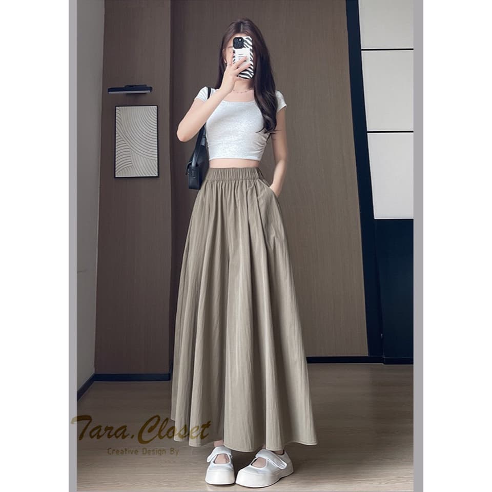 COM523 TARA Pants กางเกงกระโปรง เอวยางยืด มีกระเป๋าข้าง เนื้อผ้าครัช ผ้าดี ไม่ต้องรีด ใส่สบาย ระบายอากาศได้ดี รูปที่ 3
