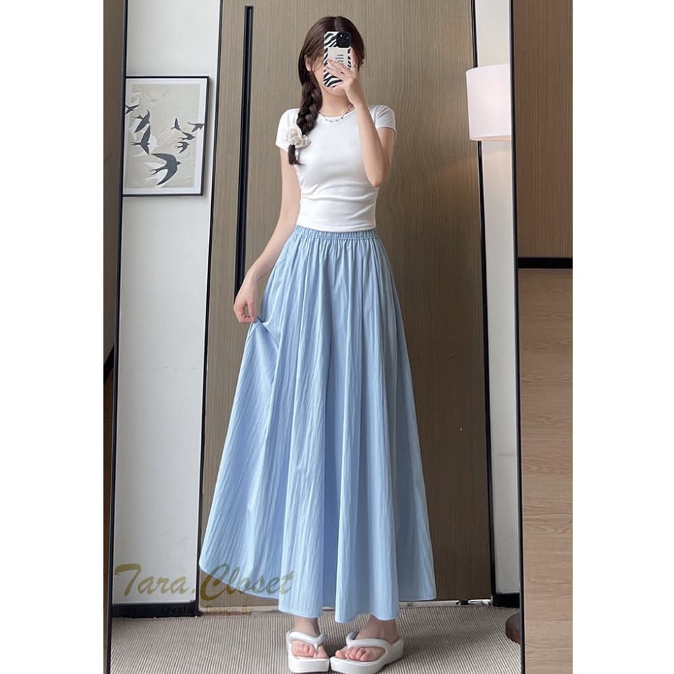 COM523 TARA Pants กางเกงกระโปรง เอวยางยืด มีกระเป๋าข้าง เนื้อผ้าครัช ผ้าดี ไม่ต้องรีด ใส่สบาย ระบายอากาศได้ดี รูปที่ 9