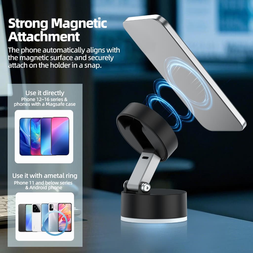 GOOJODOQ Foldable Phone Holder Two-way Switchable Installation Strong Magnetic and Vacuum Absorption No Trace รูปที่ 3