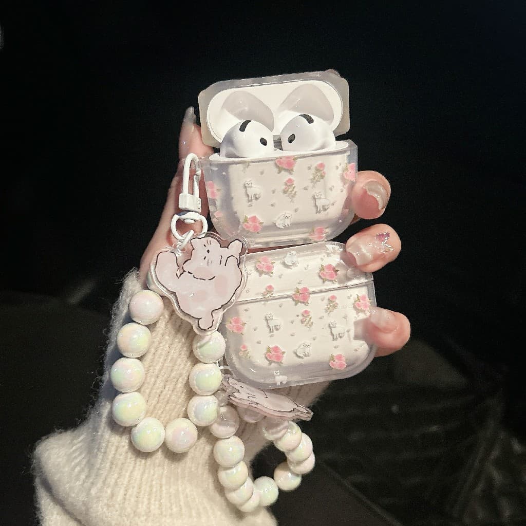 เคสหูฟังAirpods 4 ลาย เเมวดอกไม้ เคสสำหรับ Airpods 1/2 pro pro2 gen gen2 gen3 Airpods3 Airpods4 รูปที่ 2