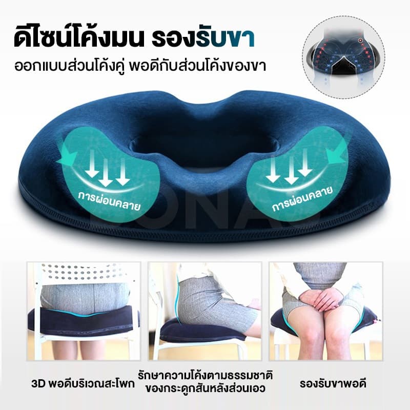 BONAS หมอนรองก้น เบาะรองหลัง เบาะรองนั่ง หมอนโดนัท มีให้เลือกหลายแบบ&รุ่นเหมาะสรีระผู้ชายและหญิง Seat Cushion เมมโมรีโฟม รูปที่ 4
