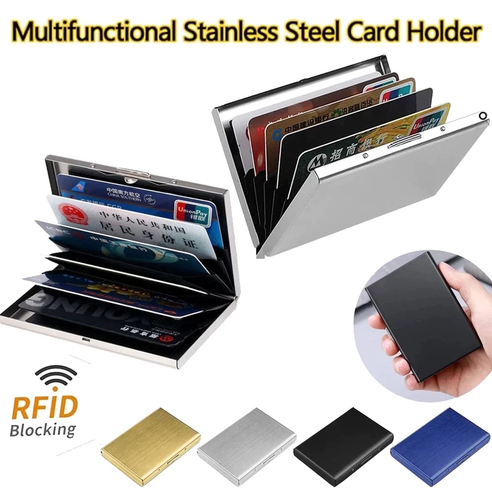 กล่องสแตนเลสสําหรับบัตรเครดิต ระบบป้องกัน Rfid Id การโจรกรรม กระเป๋าบัตร นามบัตรเครดิต ใส่ป้องกัน รูปที่ 1