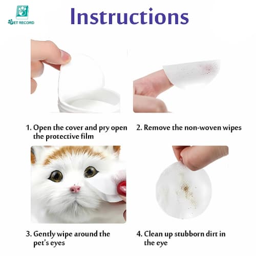Pet Record แผ่นเช็ดสุนัขและแมว ที่เช็ดตาแมว ตา หู แบบอ่อนโยน สำหรับแมวและสุนัข ทิชชู่เปียกเช็ดคราบน้ำตา บรรจุ 130แผ่น รูปที่ 6