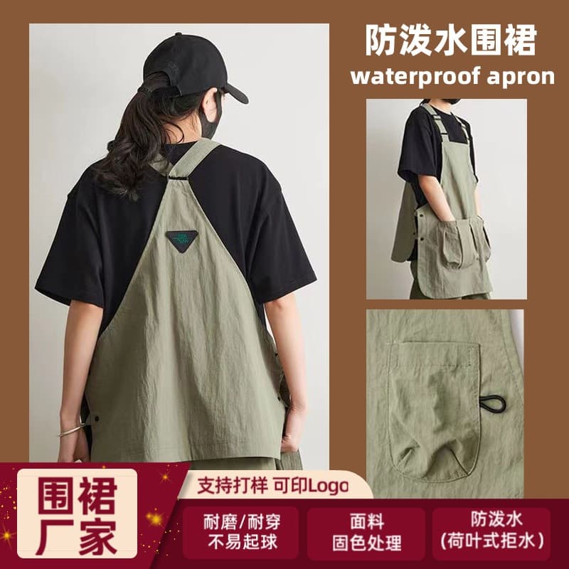 เสื้อกั๊กกันเปื้อน ผ้ากันเปื้อนกันน้ำสไตล์เกาหลี พร้อมกระเป๋าหลายช่อง ผ้าฝ้ายผสม สำหรับครัว ร้านกาแฟ โรงแรม ไวจา รูปที่ 5