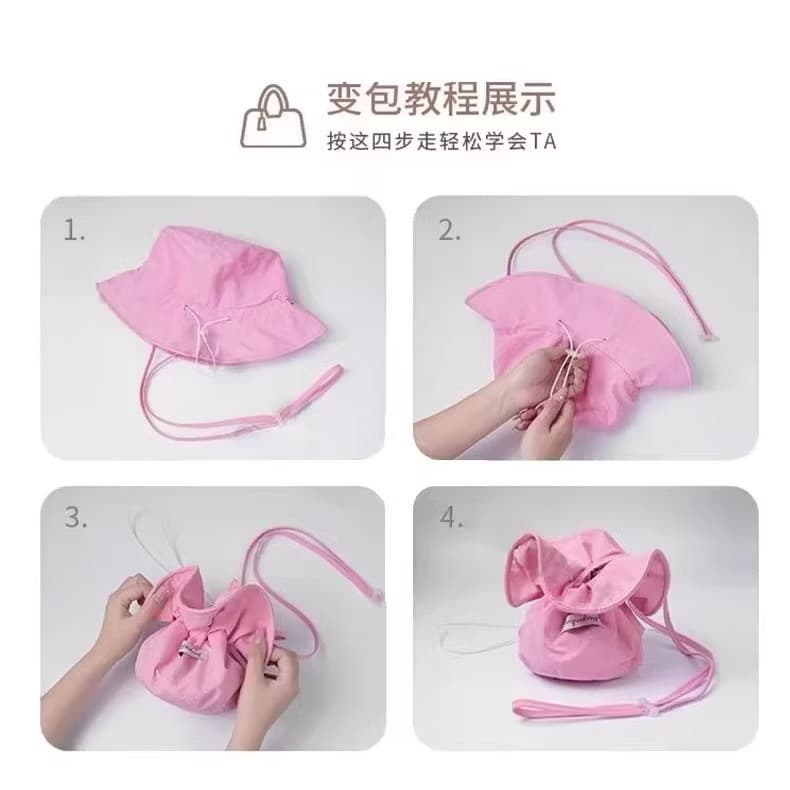 หมวกบักเก็ต มี6สี สไตล์เกาหลี สามารถเก็บเป็นกระเป๋าได้ BUCKET รูปที่ 8