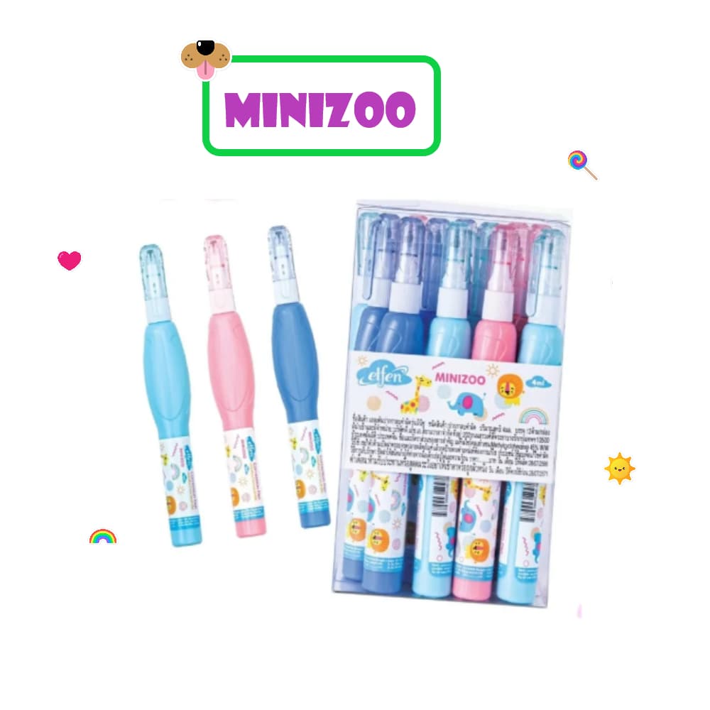 ..น้ำยาลบคำผิด,ปากกาลบคำผิด,ลิควิด ยี่ห้อ เอลเฟ่น 4 มล. รุ่น มินิซู MINIZOO รูปที่ 1