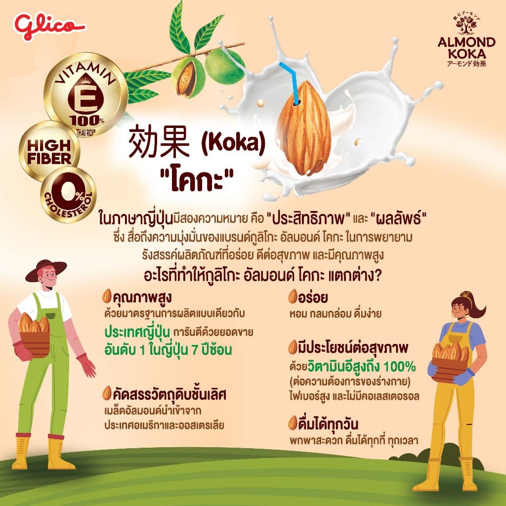 เครื่องดื่มน้ำนมอัลมอนด์สูตรรสช็อกโกแลต 180 มล. Pack 3 KOKA Almond Milk Chocolate 1 carton รูปที่ 8