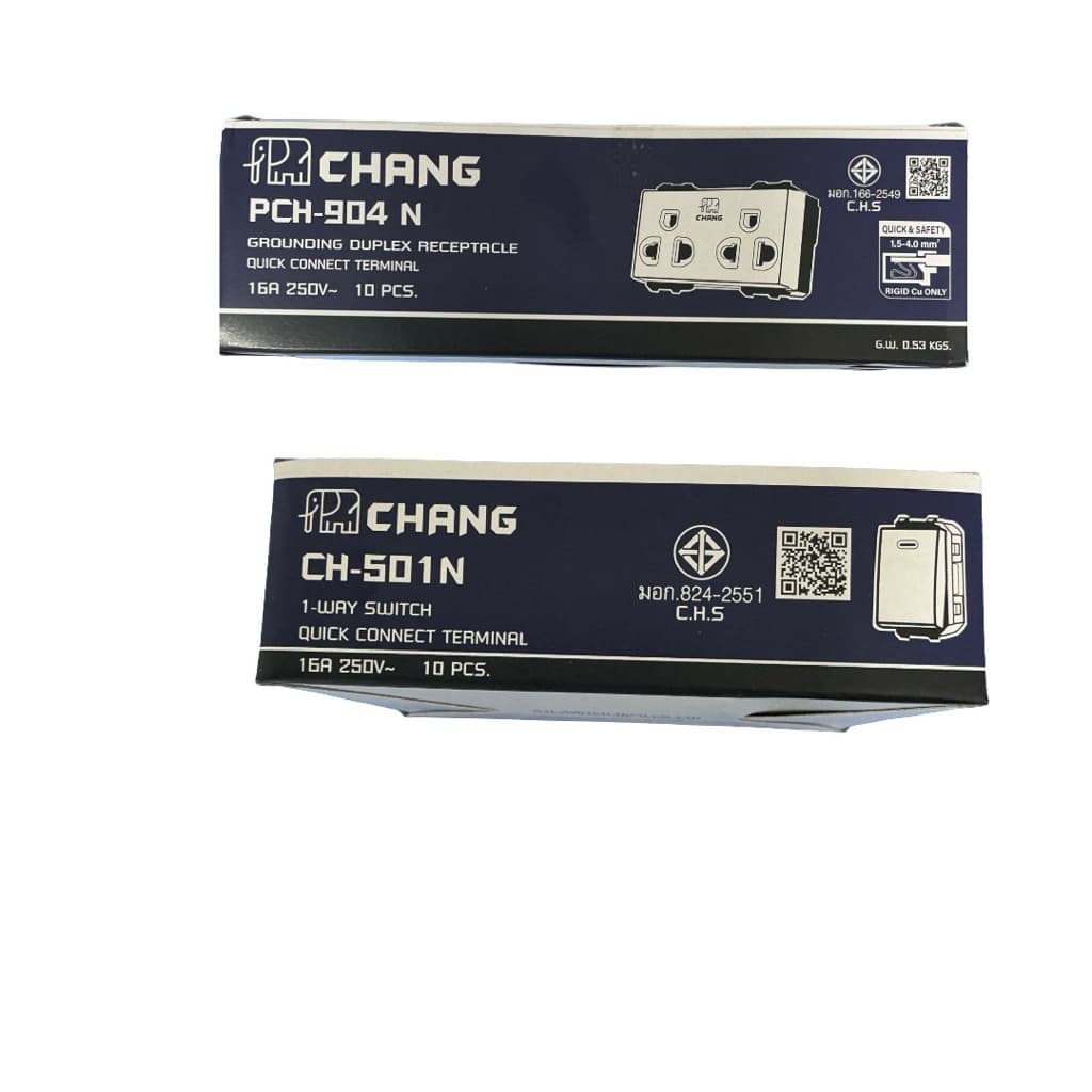 บล๊อกลอยสำเร็จ 2x4 สวิตซ์ ปลั๊กไฟฟ้า CHANG ช้าง พร้อมบล็อกลอย กับ ฝาหน้ากาก ครบชุด รูปที่ 2