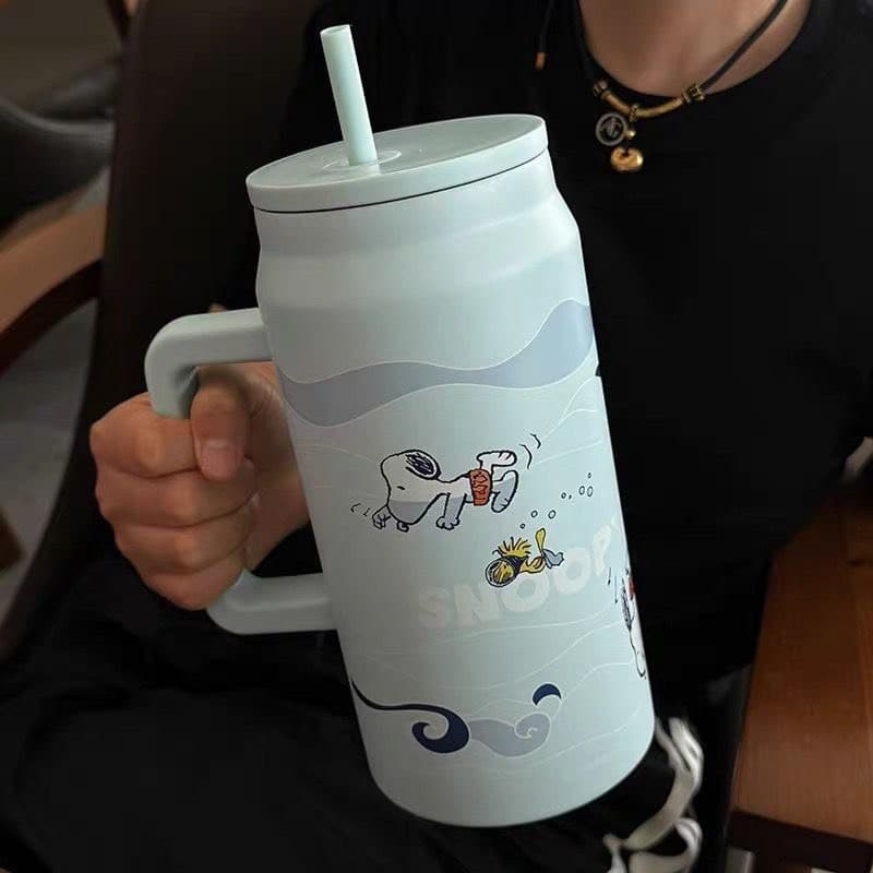 จากไทย Snoopy แก้วเก็บความเย็น ขนาดความจุ1500ml มีด้ามจับงานสเตนเลส304 เก็บความเย็นได้นาน รูปที่ 7
